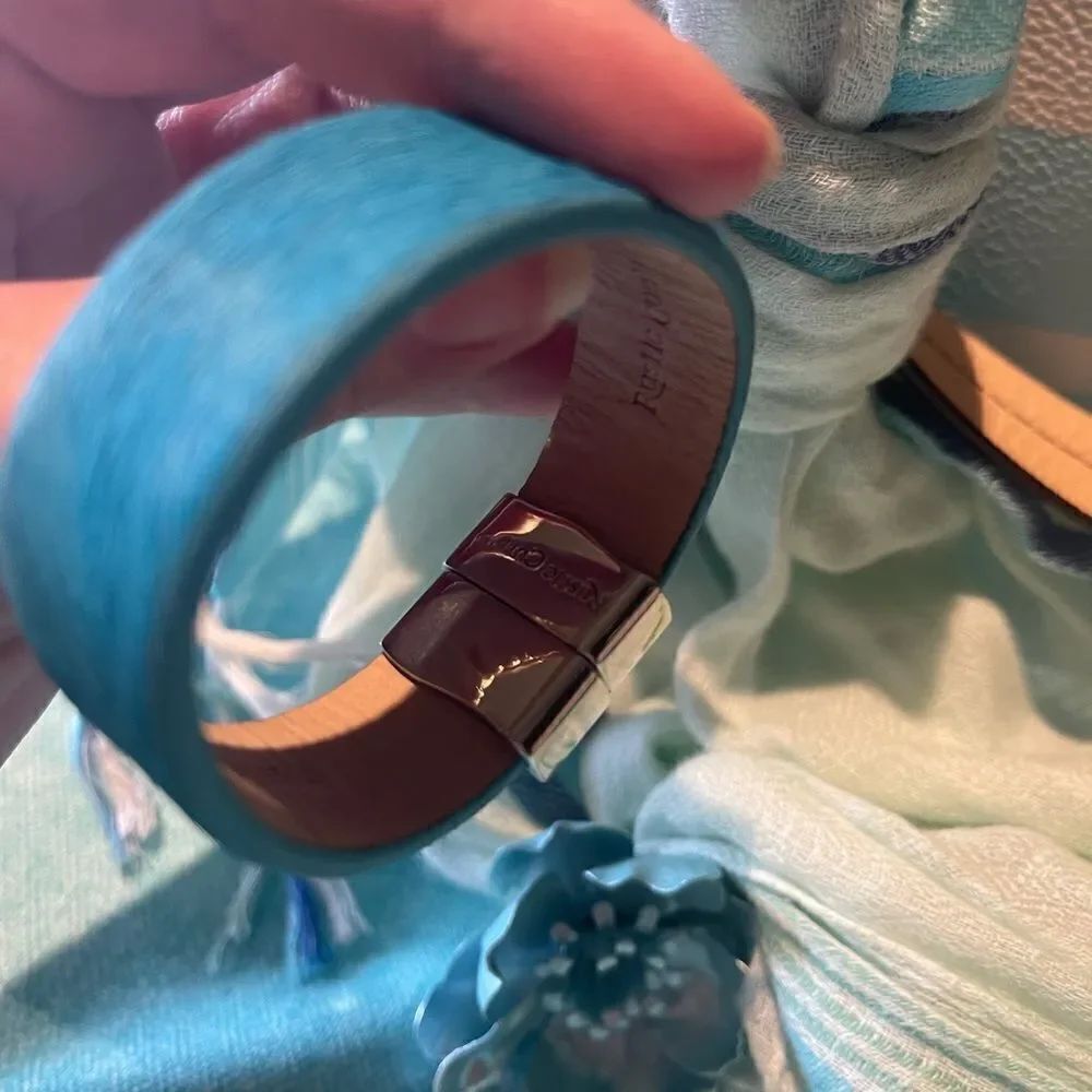 BLUE & Silver Fur Rustic Cuff! - Picture 4 of 16